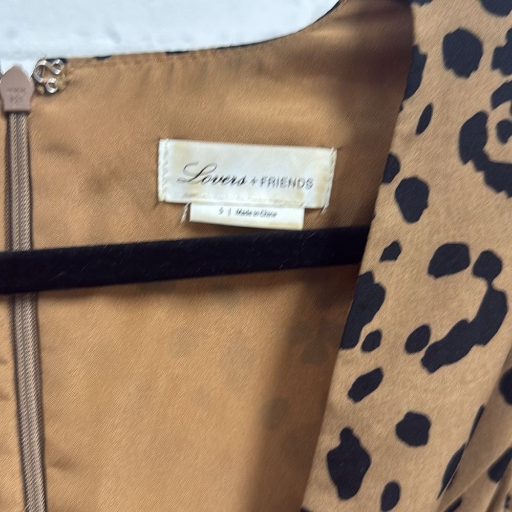 Lovers + Friends Brown Leopard Romper Shorts - Size Small - Belted - Ruffled - Picture 3 of 4